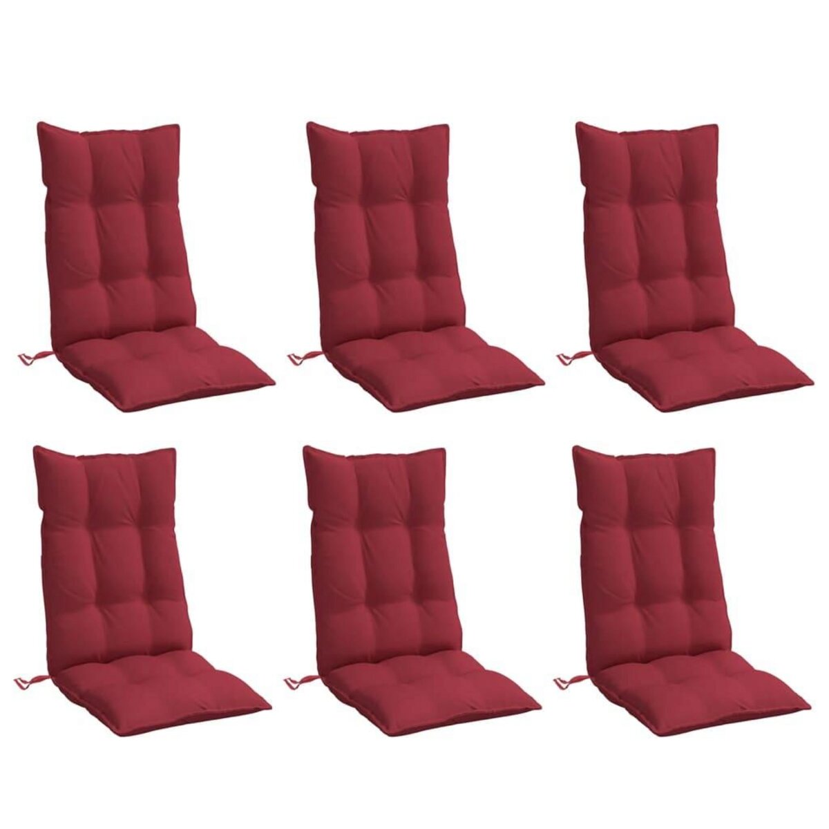 VIDAXL Coussins de chaise a dossier haut lot de 6 rouge bordeaux