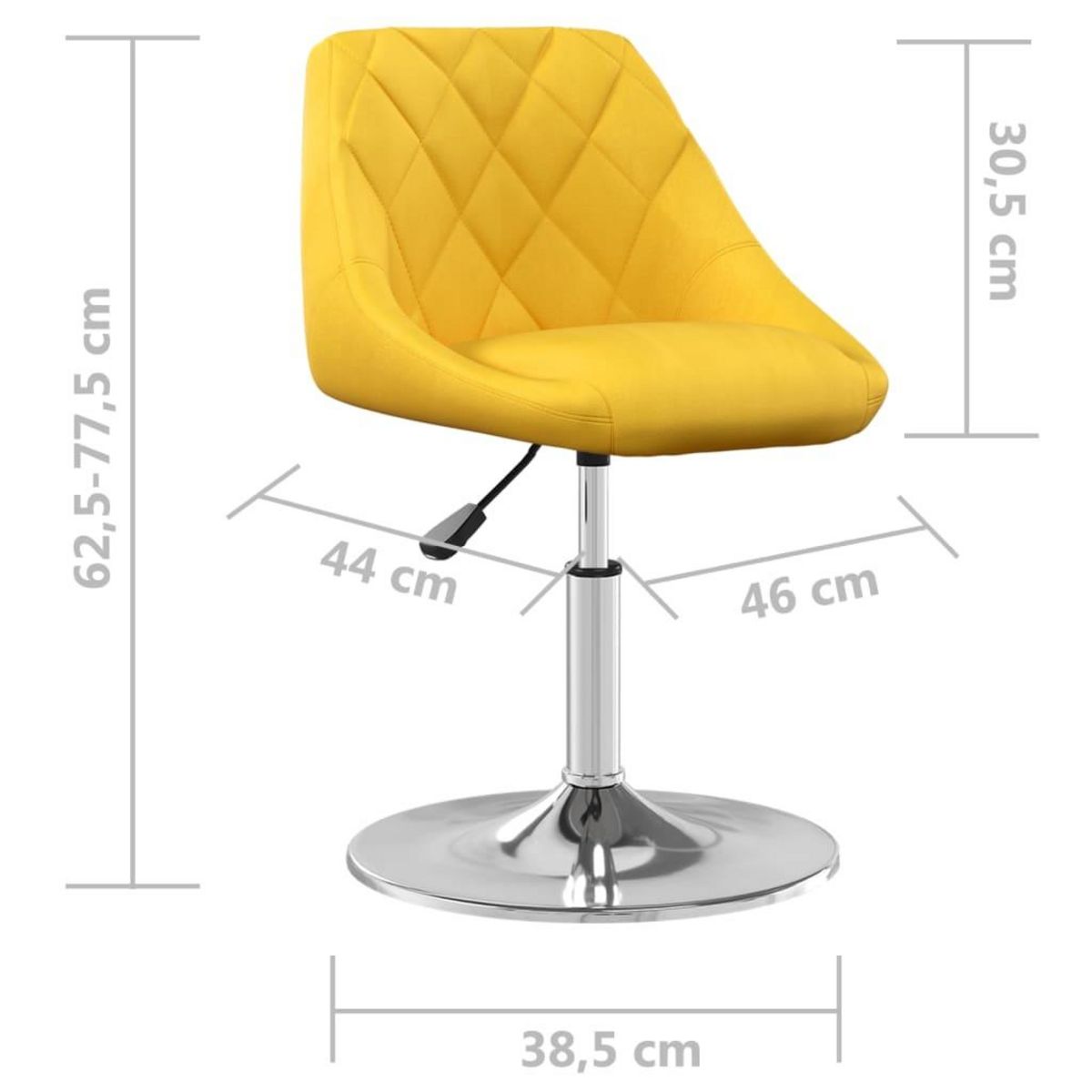 VIDAXL Chaises pivotantes a manger lot de 4 jaune moutarde velours