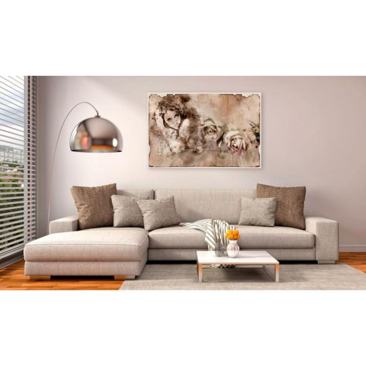 Paris Prix Tableau Imprimé  Retro Style : Woman & Roses