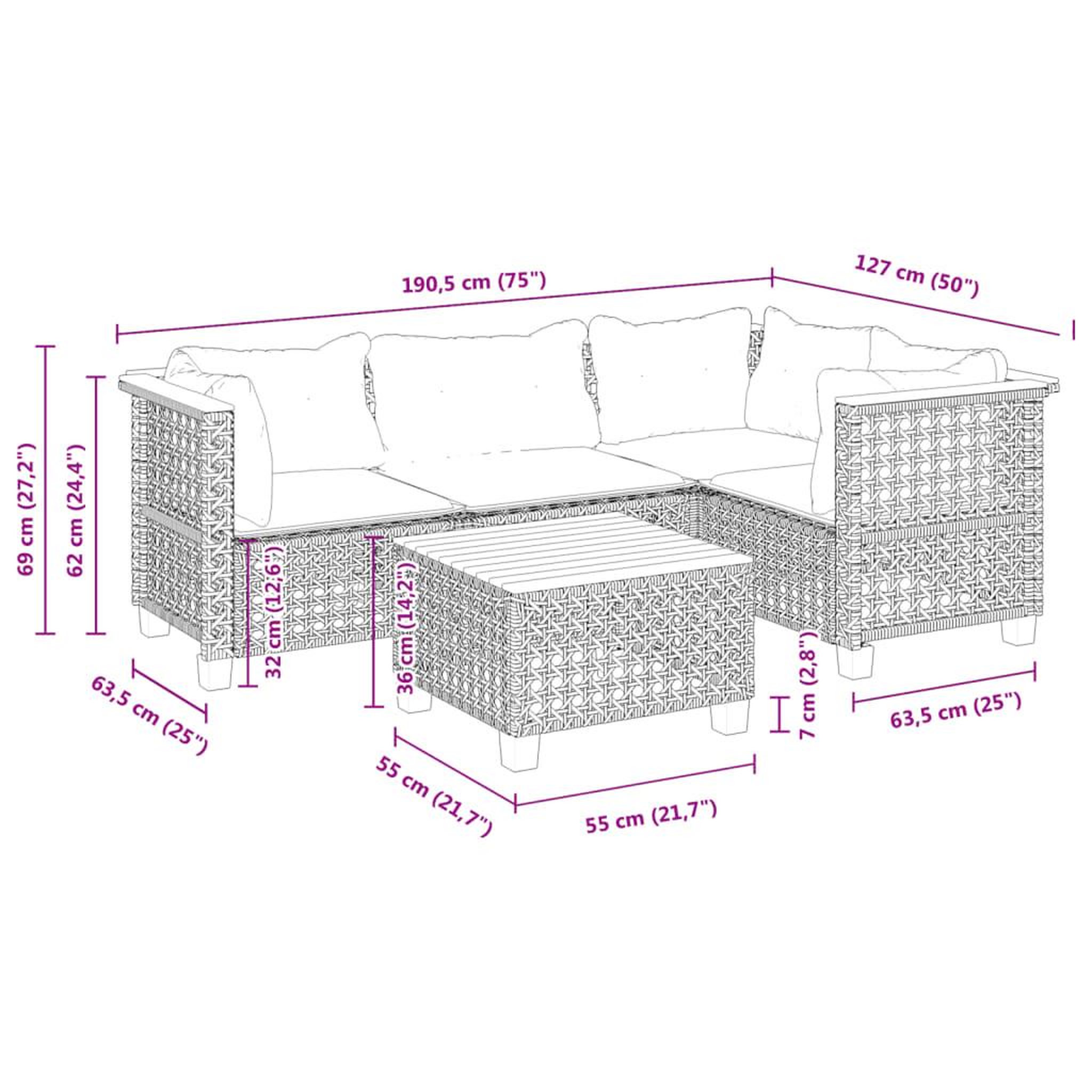 Voir la diapositive 6 : VIDAXL Salon de jardin 5 pcs avec coussins noir resine tressee