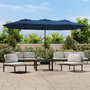 Voir la diapositive 1 : VIDAXL Parasol de jardin a double tete avec LED bleu azure 449x245 cm