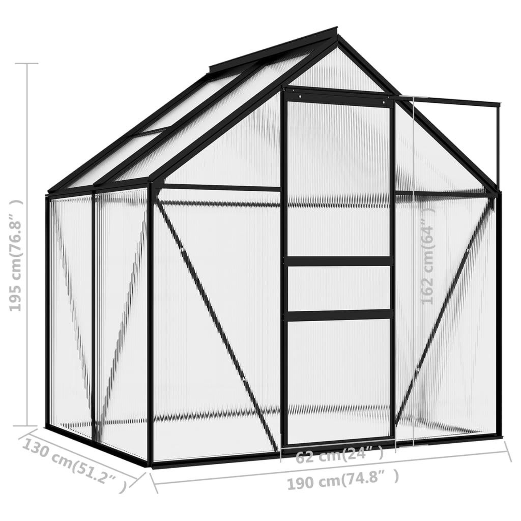 Voir la diapositive 6 : VIDAXL Serre Anthracite Aluminium 2,47 m^2