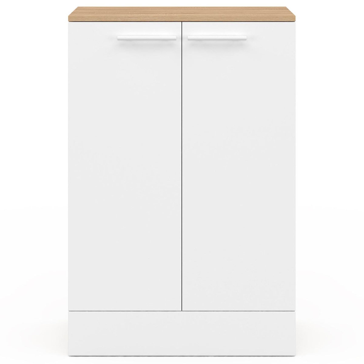 ID MARKET Buffet bas de cuisine ALTO H.90 cm avec rangements blanc et bois