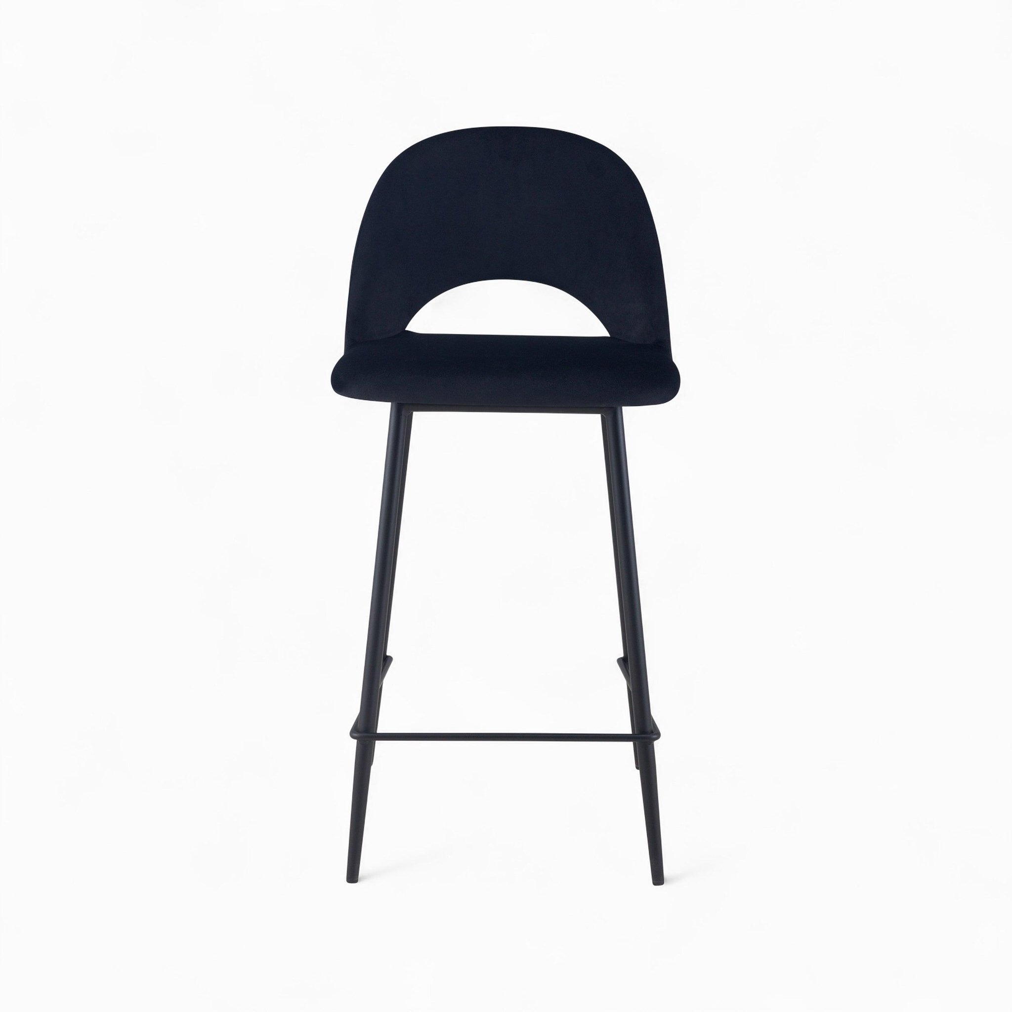 Voir la diapositive 6 : MAISON PAVANE Pack 2 chaises et 2 chaises de bar 65 cm en velours noir-pénélope