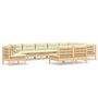 Voir la diapositive 2 : VIDAXL Salon de jardin 10 pcs avec coussins creme bois de pin massif