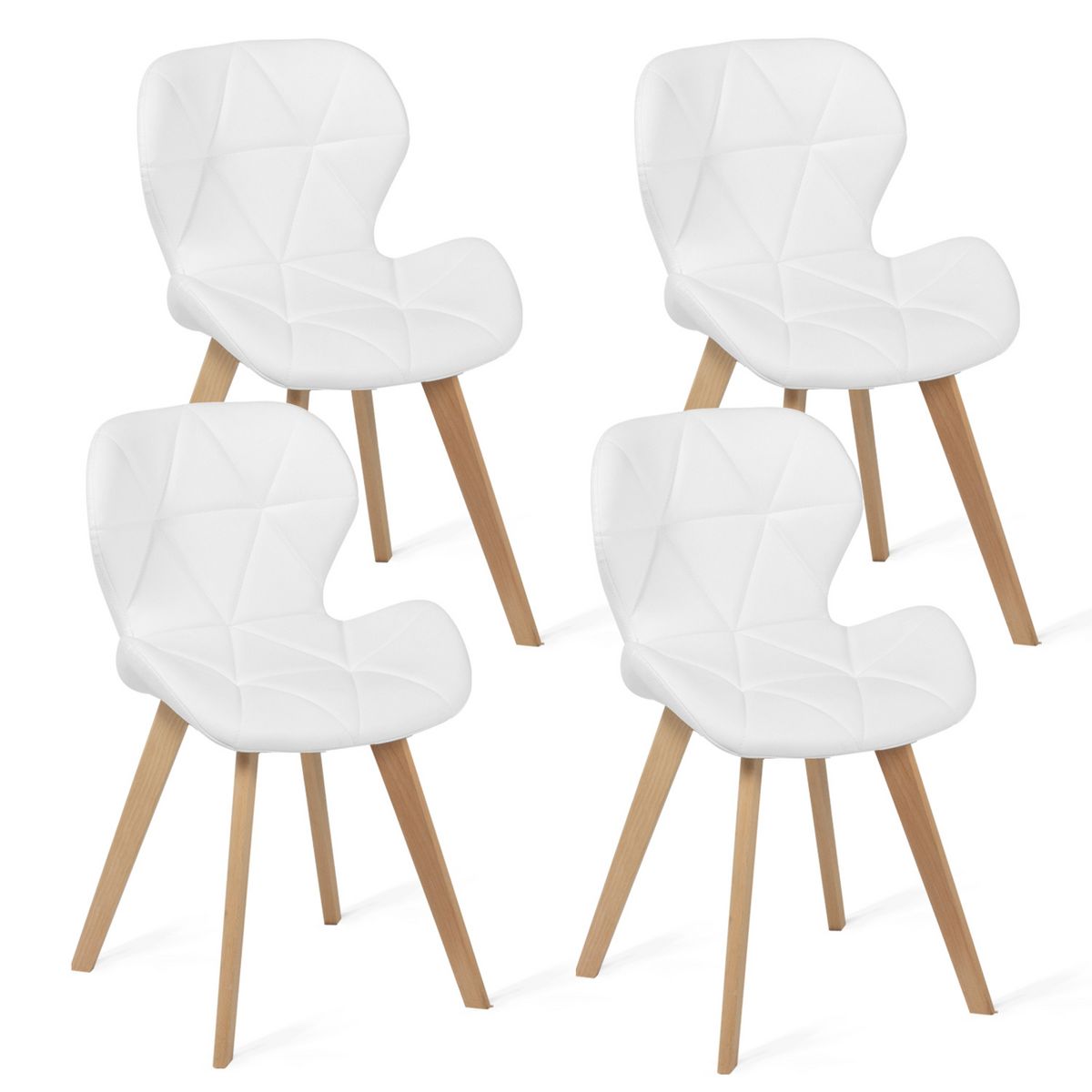Lot de 4 chaises assise PU pieds bois massif NICKY