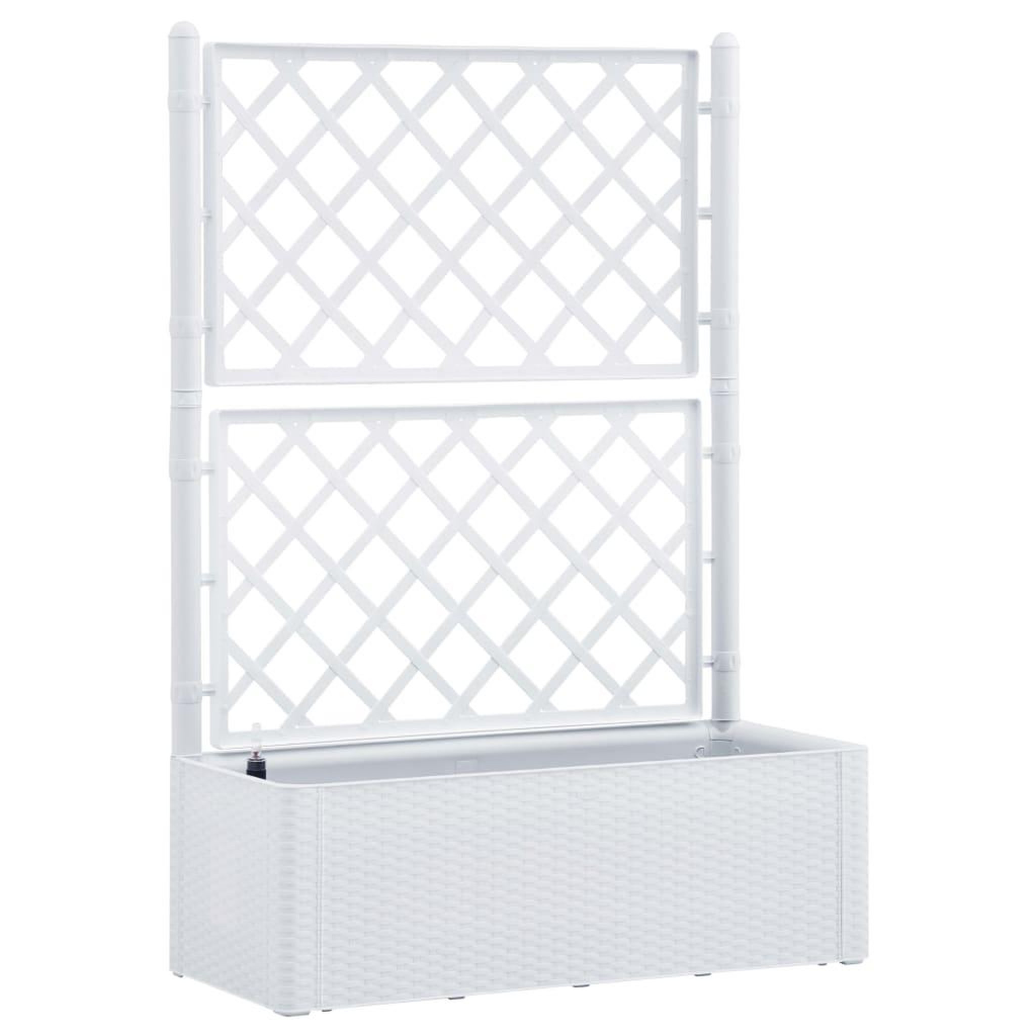 Voir la diapositive 2 : VIDAXL Lit sureleve de jardin et treillis et systeme d'arrosage Blanc