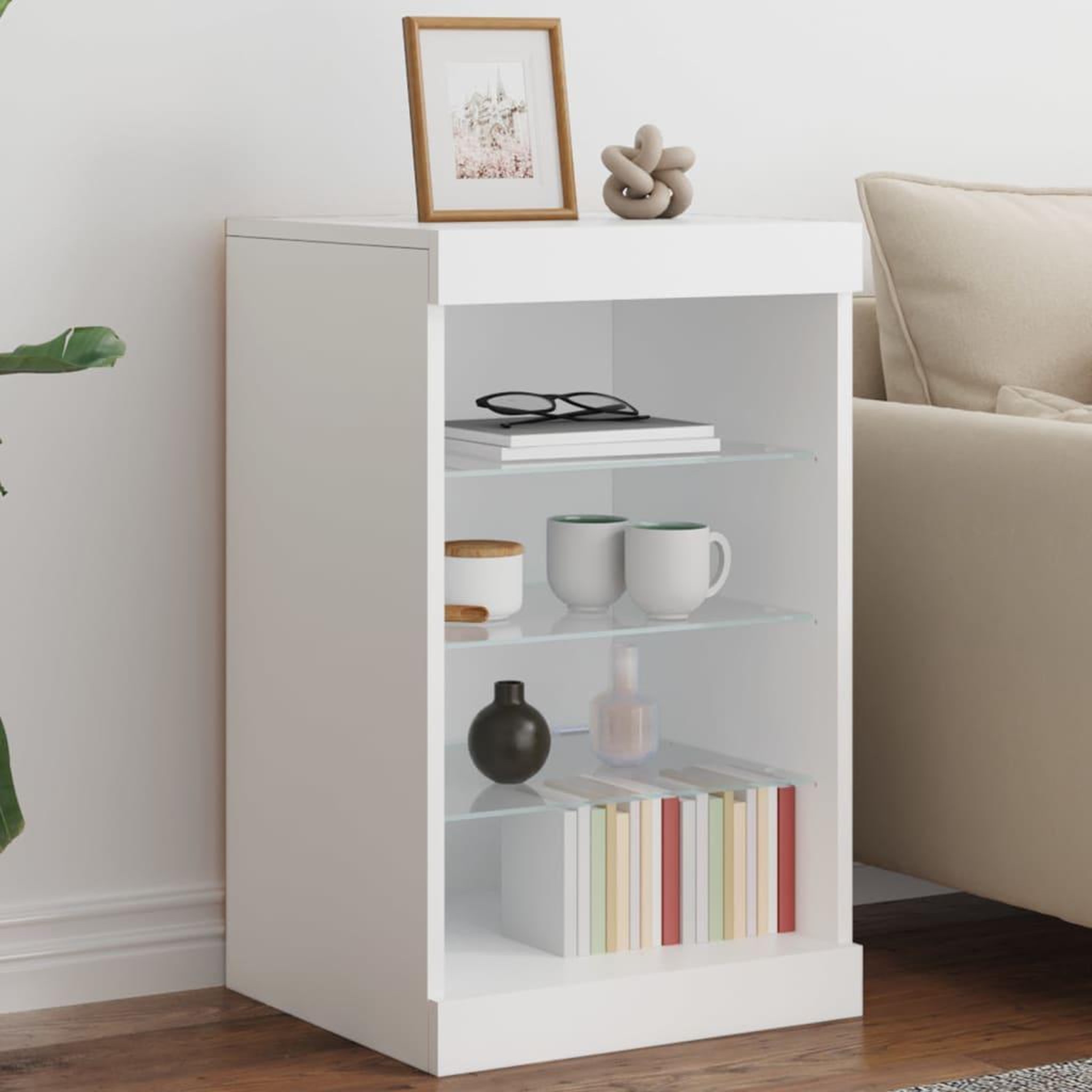 VIDAXL Buffet avec lumieres LED blanc 41x37x67 cm