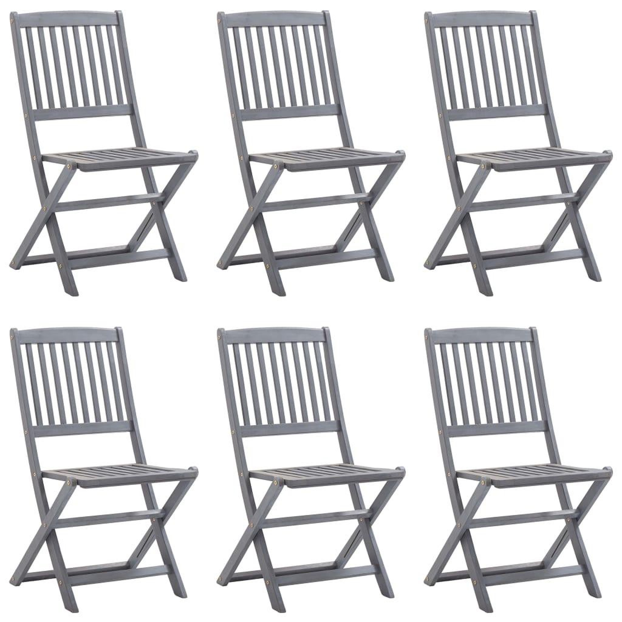 Voir la diapositive 3 : VIDAXL Chaises pliables d'exterieur lot de 6 et coussins Bois d'acacia