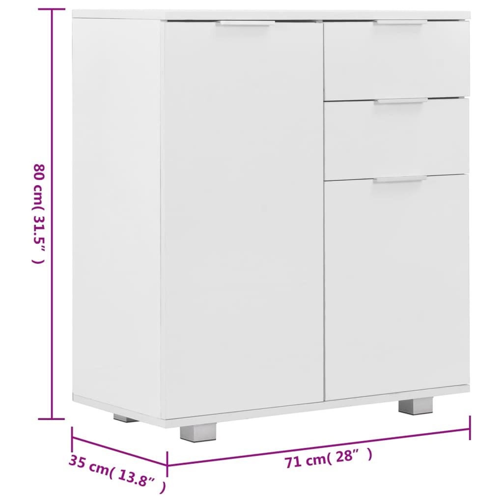 Voir la diapositive 6 : VIDAXL Buffet Blanc brillant 71 x 35 x 80 cm Bois d'ingenierie