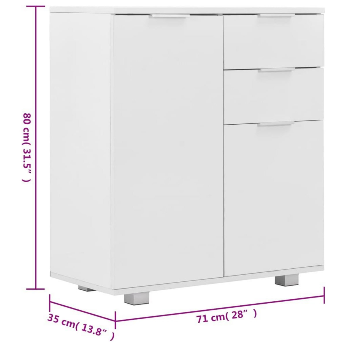 VIDAXL Buffet Blanc brillant 71 x 35 x 80 cm Bois d'ingenierie
