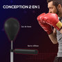 Voir la diapositive 4 : HOMCOM Punching ball avec socle lestable barre de réflexe et pompe - hauteur réglable 160-205 cm - noir