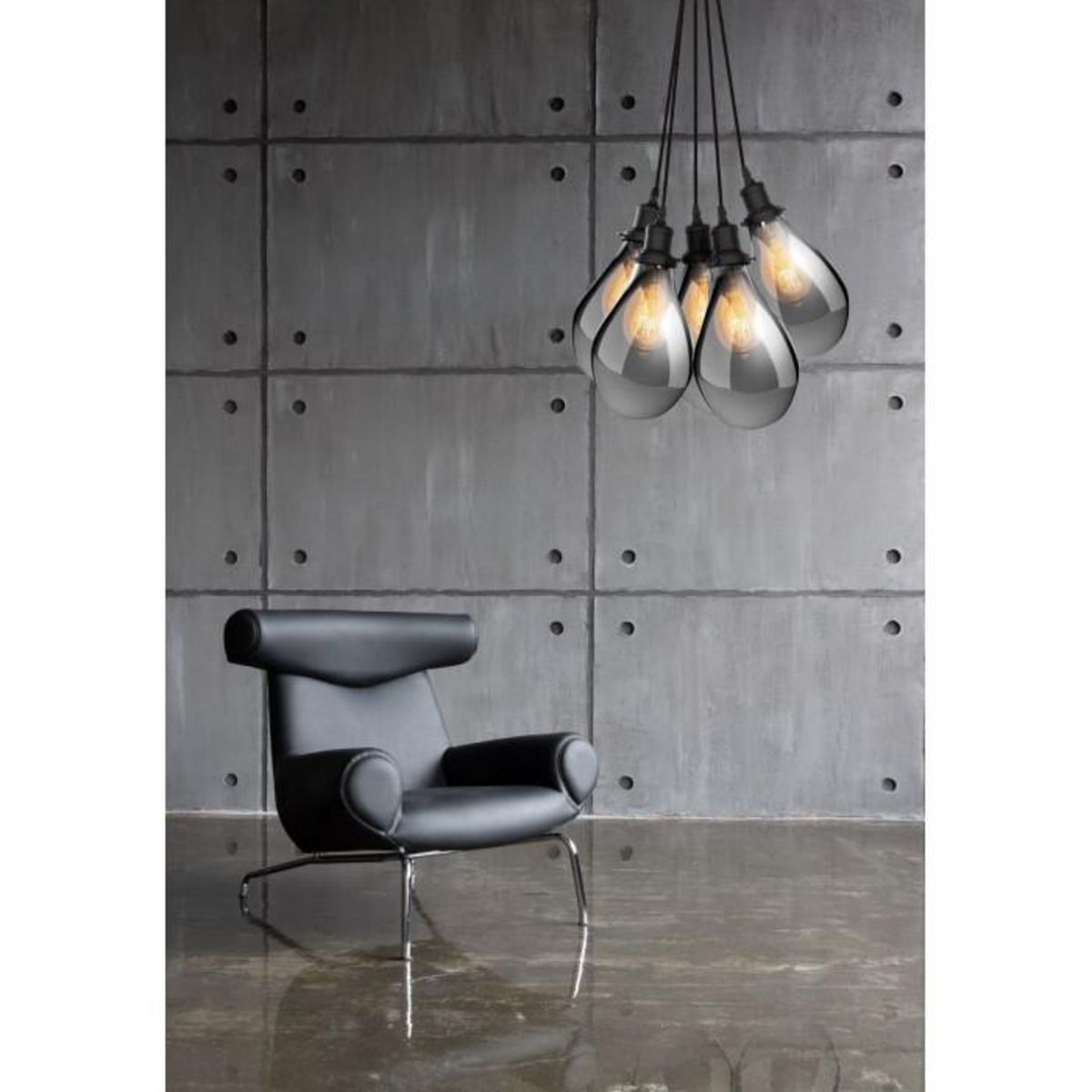 Paris Prix Lampe Suspension Déco 5 Têtes  Sancho  45cm Gris