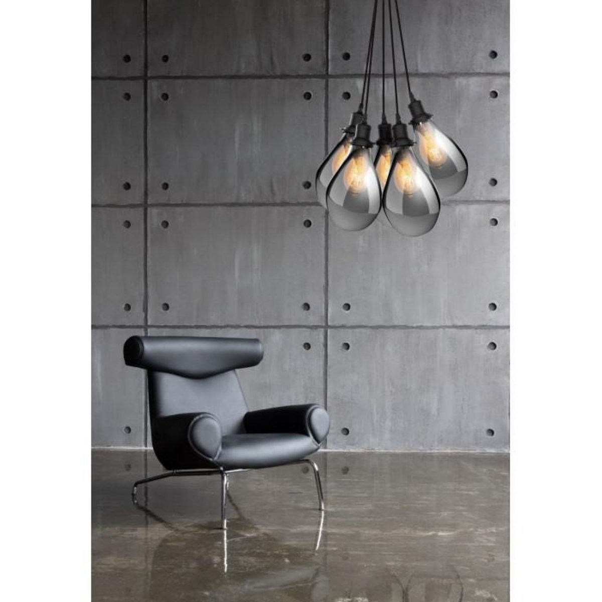 Paris Prix Lampe Suspension Déco 5 Têtes  Sancho  45cm Gris