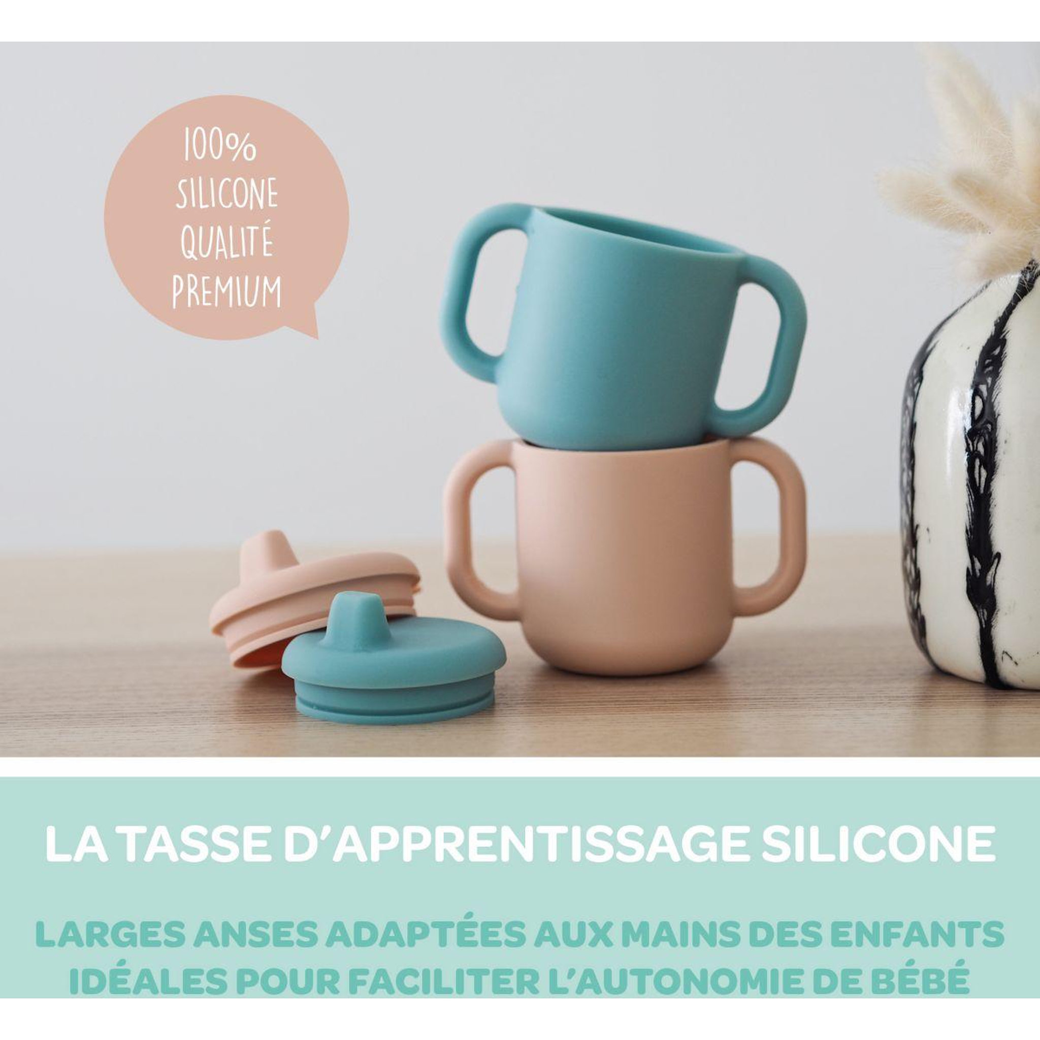 Voir la diapositive 2 : BEABA Tasse d apprentissage silicone blue