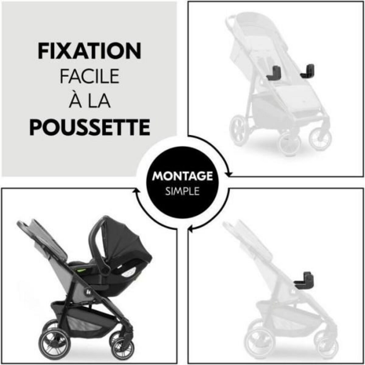 HAUCK Adaptateurs universels cosy - HAUCK - Pour poussette SHOP N CARE - Noir