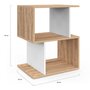 Voir la diapositive 4 : ID MARKET Lot de 2 tables de chevet SOFIA forme S avec rangements ouverts effet hêtre et blanc
