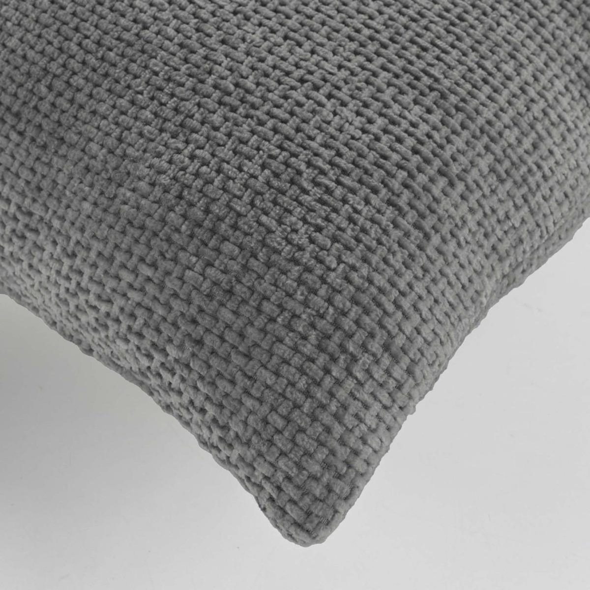 Paris Prix Coussin Déco en Velours Chenillé  Leo  45x45cm Anthracite