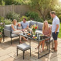 Voir la diapositive 4 : OUTSUNNY Salon de jardin d'angle design 7 places avec table à manger 2 repose-pieds