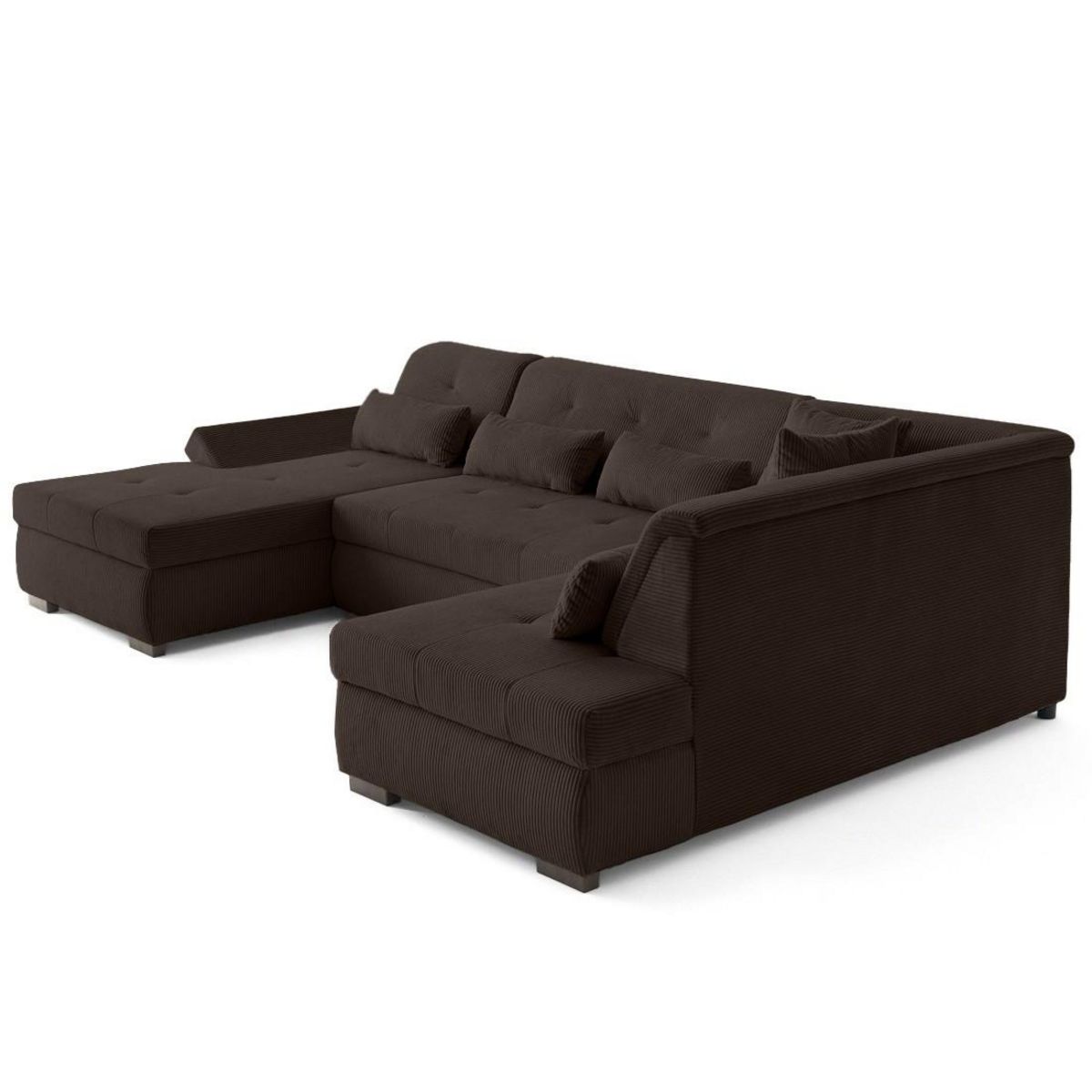 LISA DESIGN Vermont s - canapé panoramique d'angle droit 7 places en velours côtelé