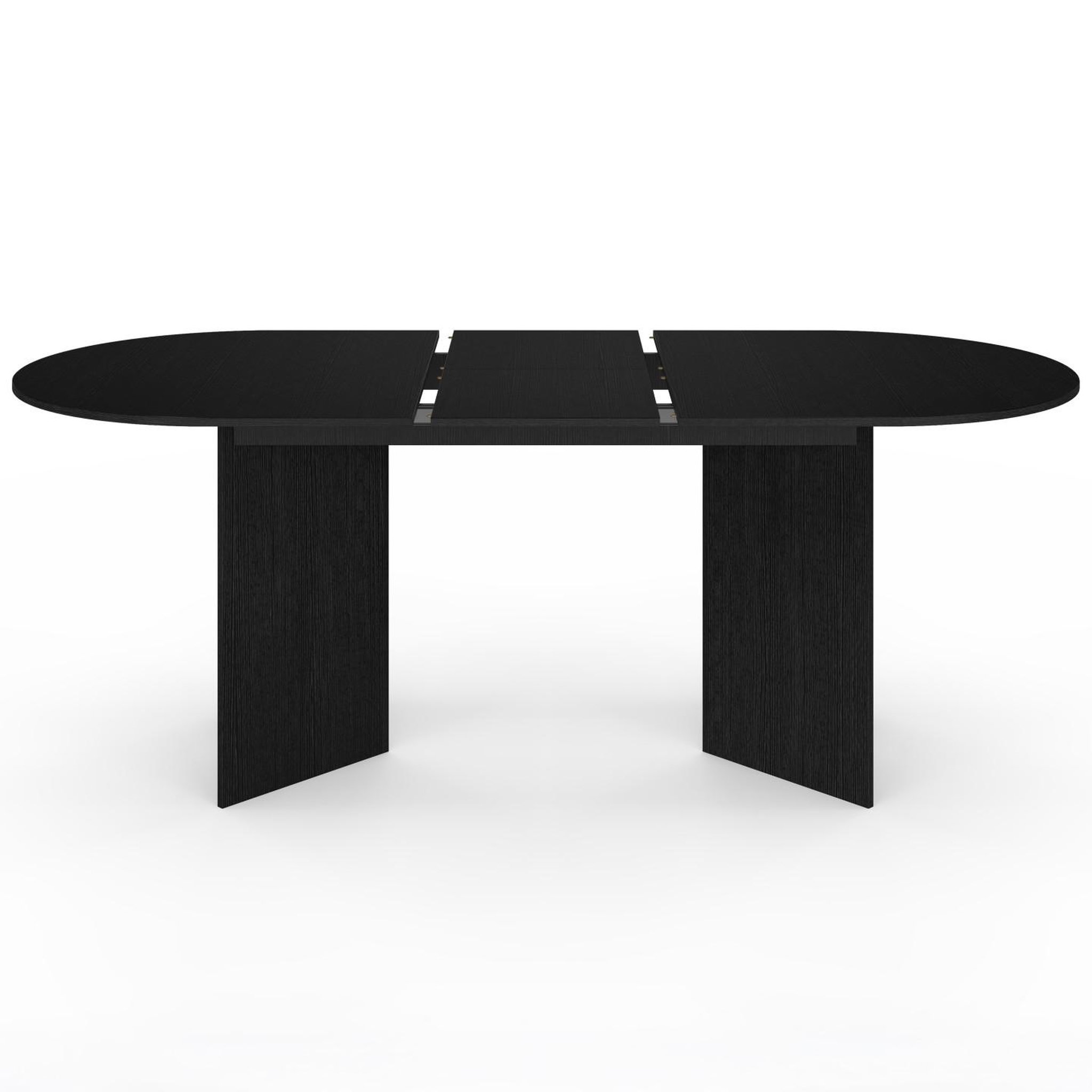 Voir la diapositive 3 : ID MARKET Table à manger extensible ovale marthe 6 -10 personnes bois noir 160-200 cm