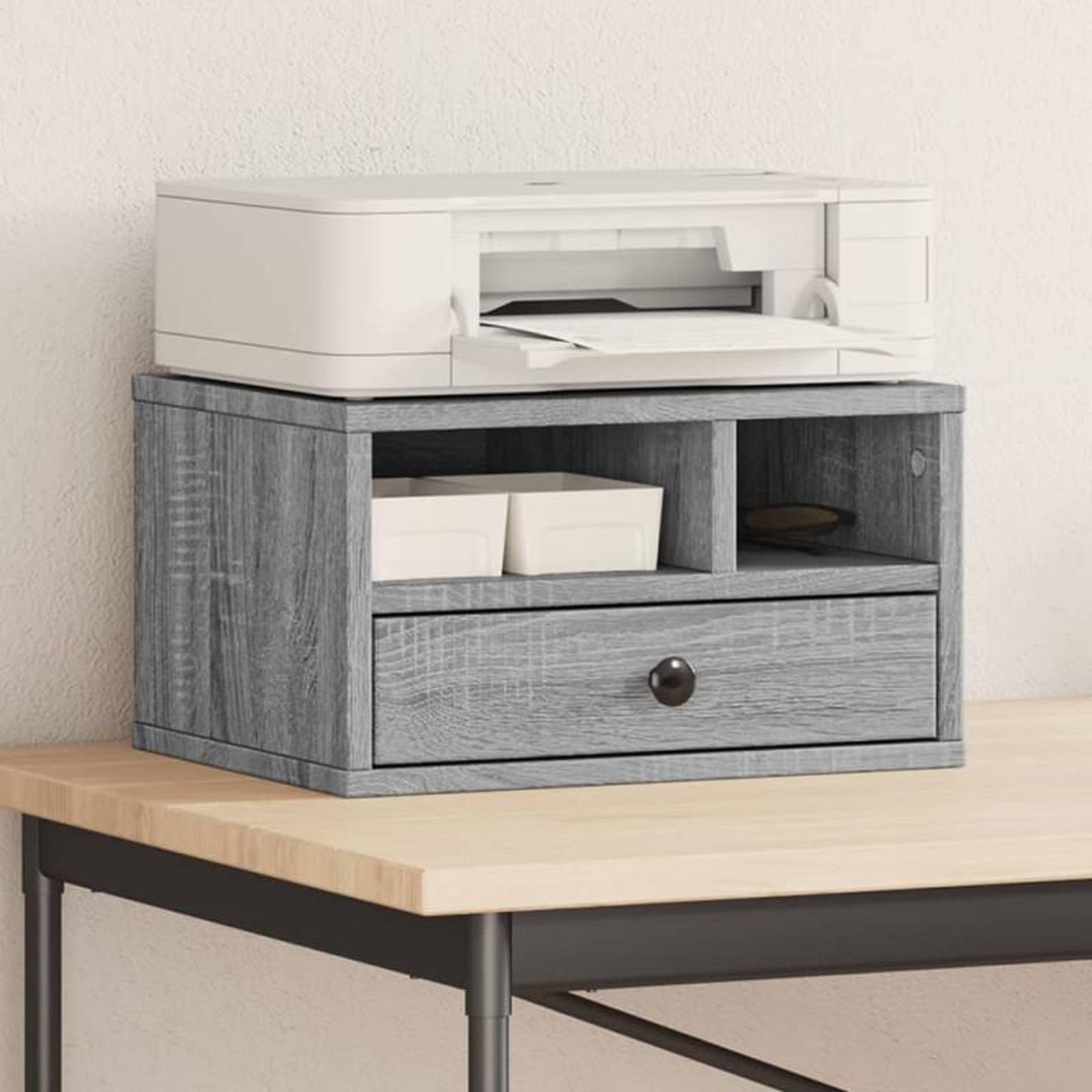 Voir la diapositive 1 : VIDAXL Support d imprimante sonoma gris 40x32x22,5cm bois d ingénierie