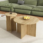 Voir la diapositive 2 : MERAX Table basse gigogne ronde naturel - 76x76 cm mdf