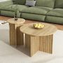 Voir la diapositive 2 : MERAX Table basse gigogne ronde naturel - 76x76 cm mdf