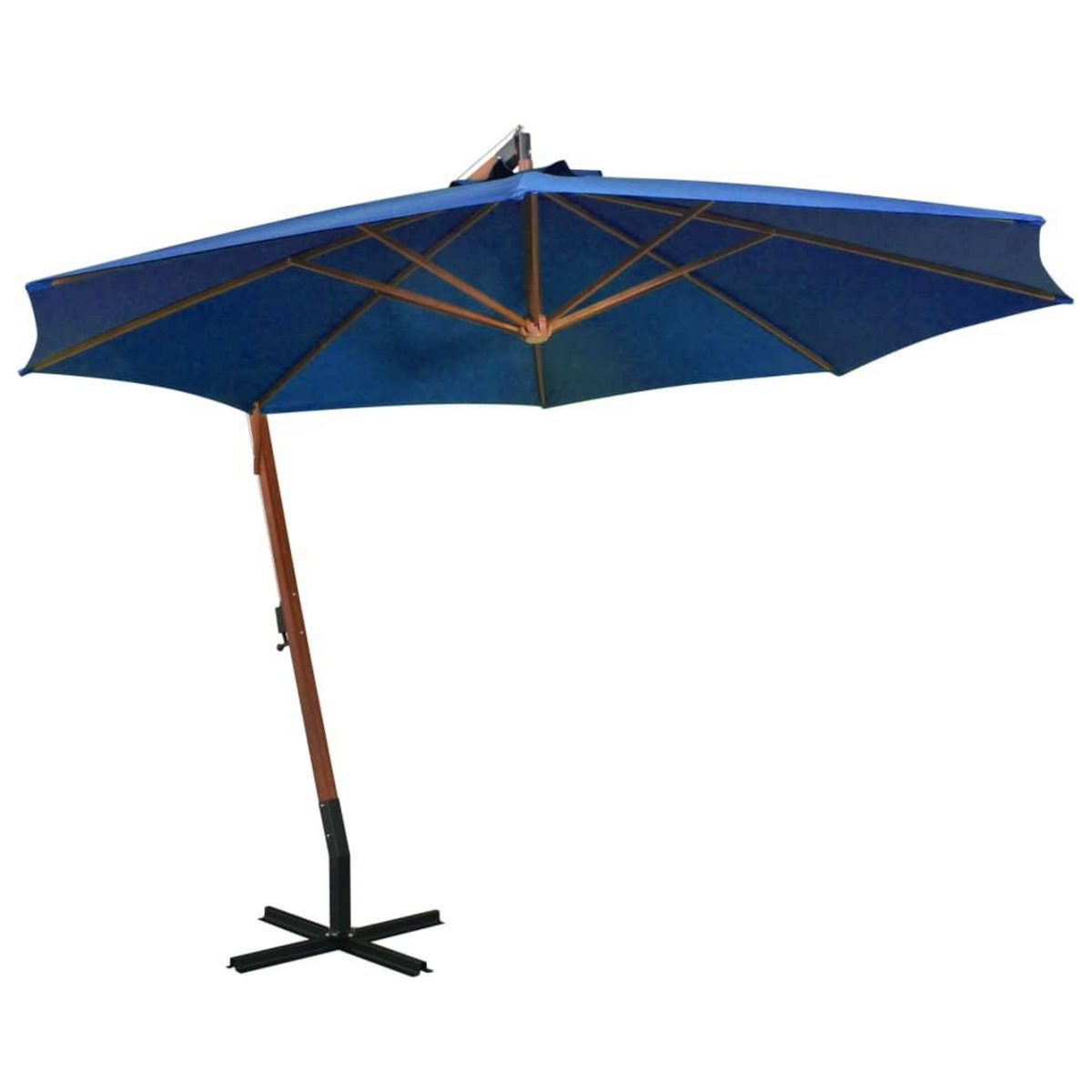 VIDAXL Parasol de jardin suspendu avec mat bleu azure bois de sapin