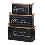 TOILINUX Lot de 3 boites de rangement en métal