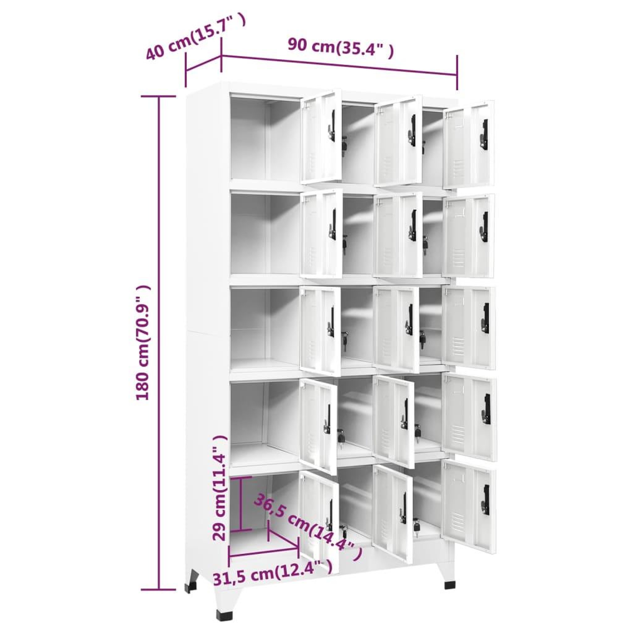 Voir la diapositive 6 : VIDAXL Armoire a casiers Blanc 90x40x180 cm Acier