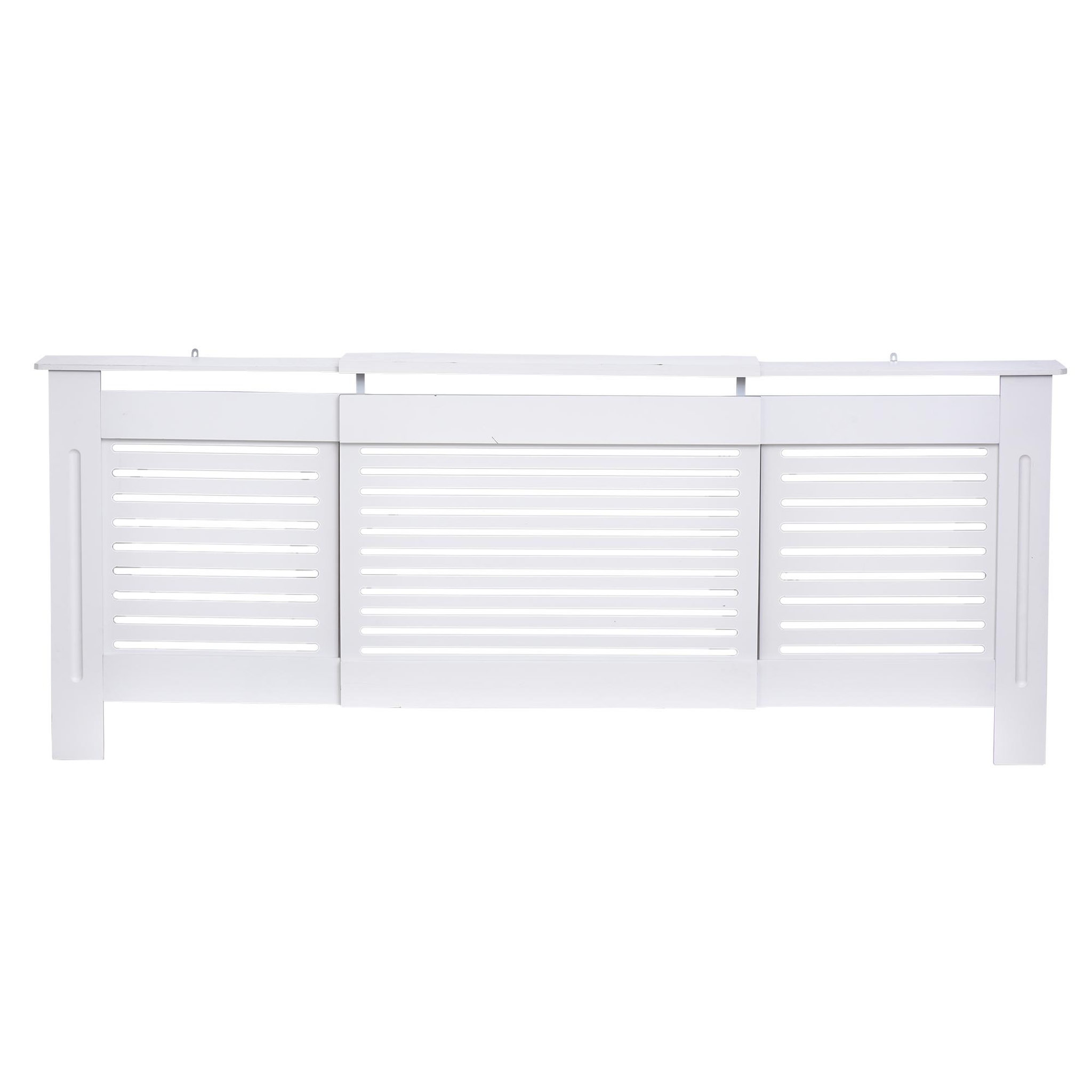 Voir la diapositive 4 : HOMCOM Cache-radiateur design contemporain longueur extensible 139-208,5L x 20,5I x 82,5H cm MDF blanc