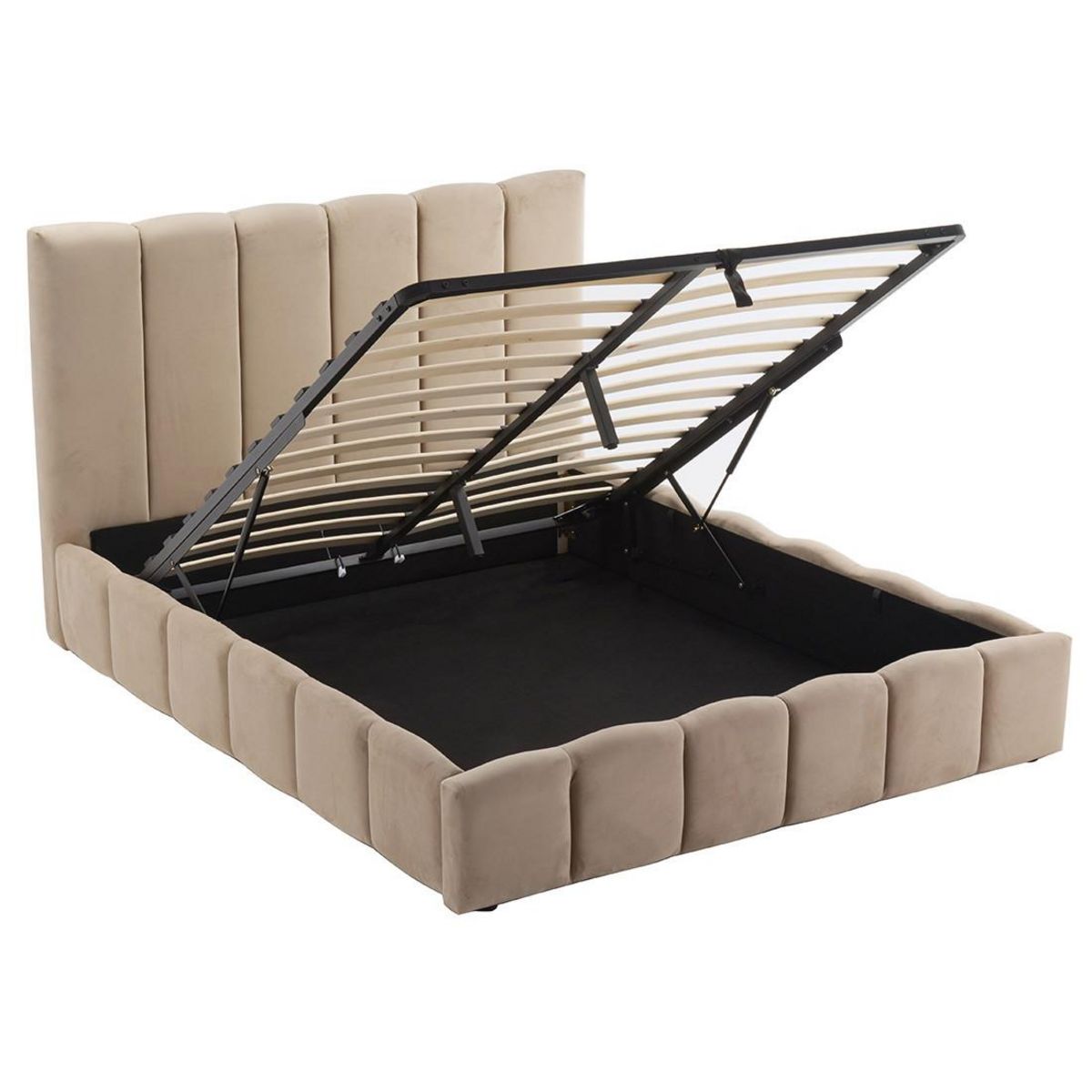 BEST MOBILIER Mermaid - lit coffre - 160x200 cm - en velours - sommier inclus