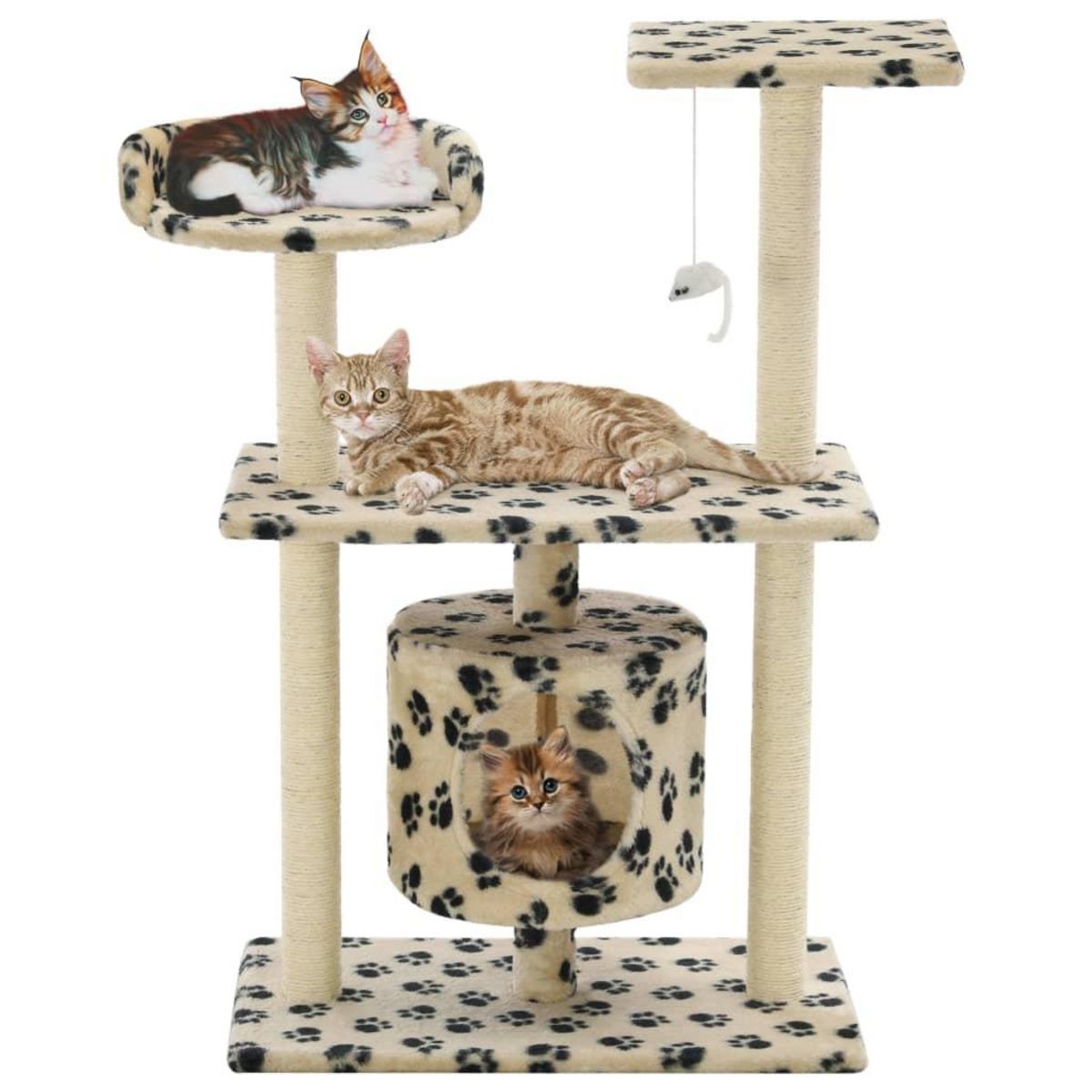 VIDAXL Arbre a chat avec griffoir en sisal 95 cm Beige Motif de pattes