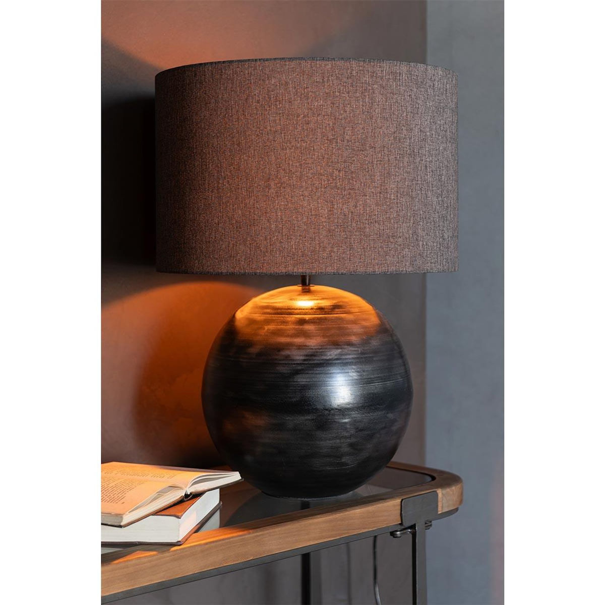 Paris Prix Lampe à Poser en Métal  Bol  78cm Noir