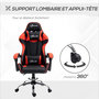 Voir la diapositive 5 : VINSETTO Fauteuil de bureau gamer style baquet racing - pivotant, inclinable - coussins tétière et lombaires inclus - revêtement PU rouge noir