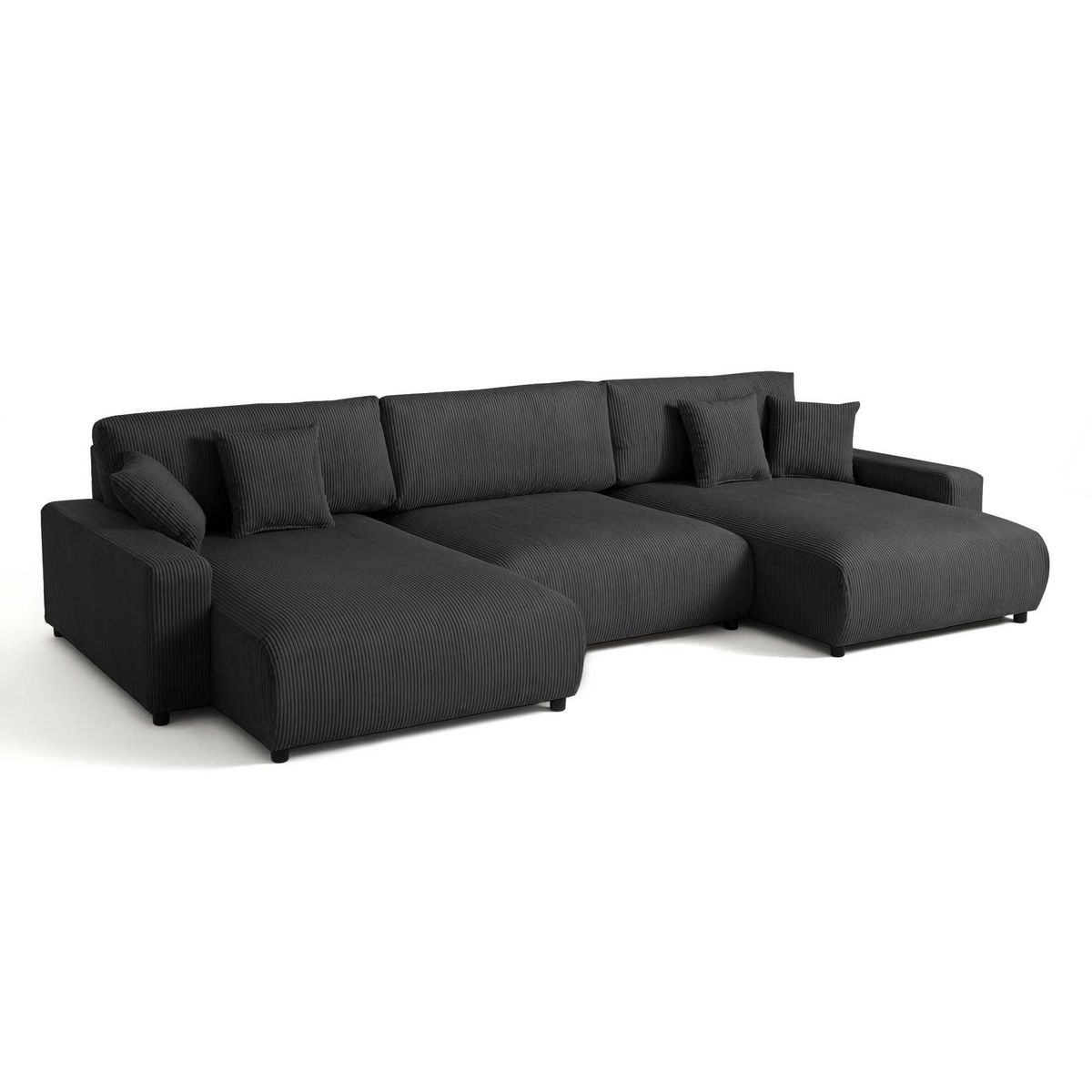 LISA DESIGN Pivoine - canapé panoramique en u - 7 places - convertible avec coffre - en velours côtelé