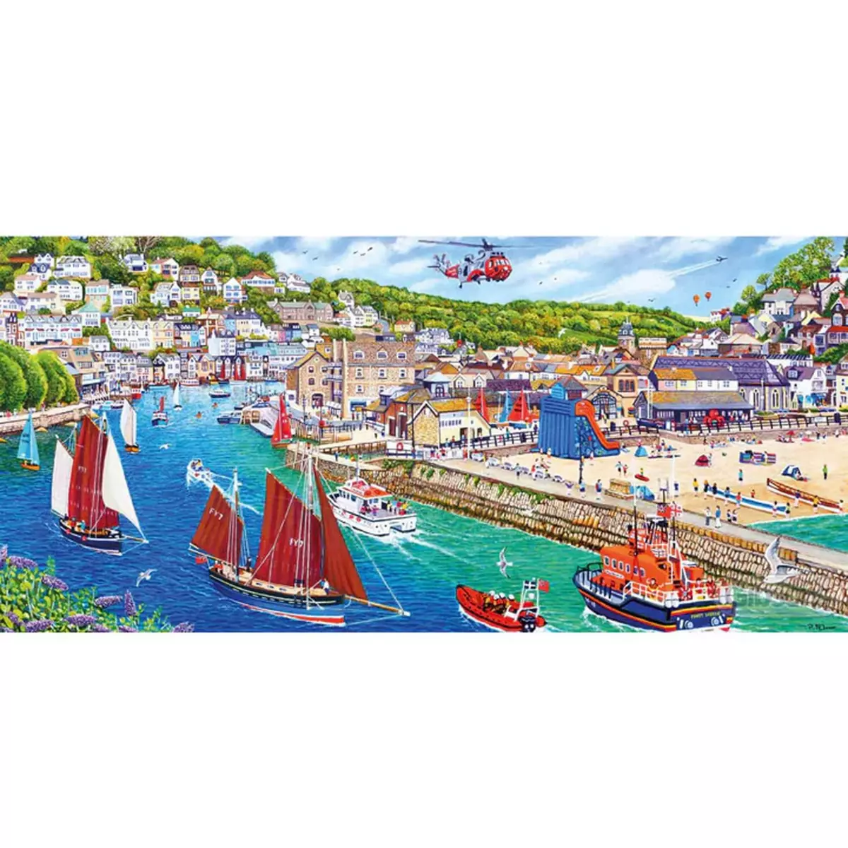 Gibsons Puzzle 636 pièces panoramique : Port de Looe