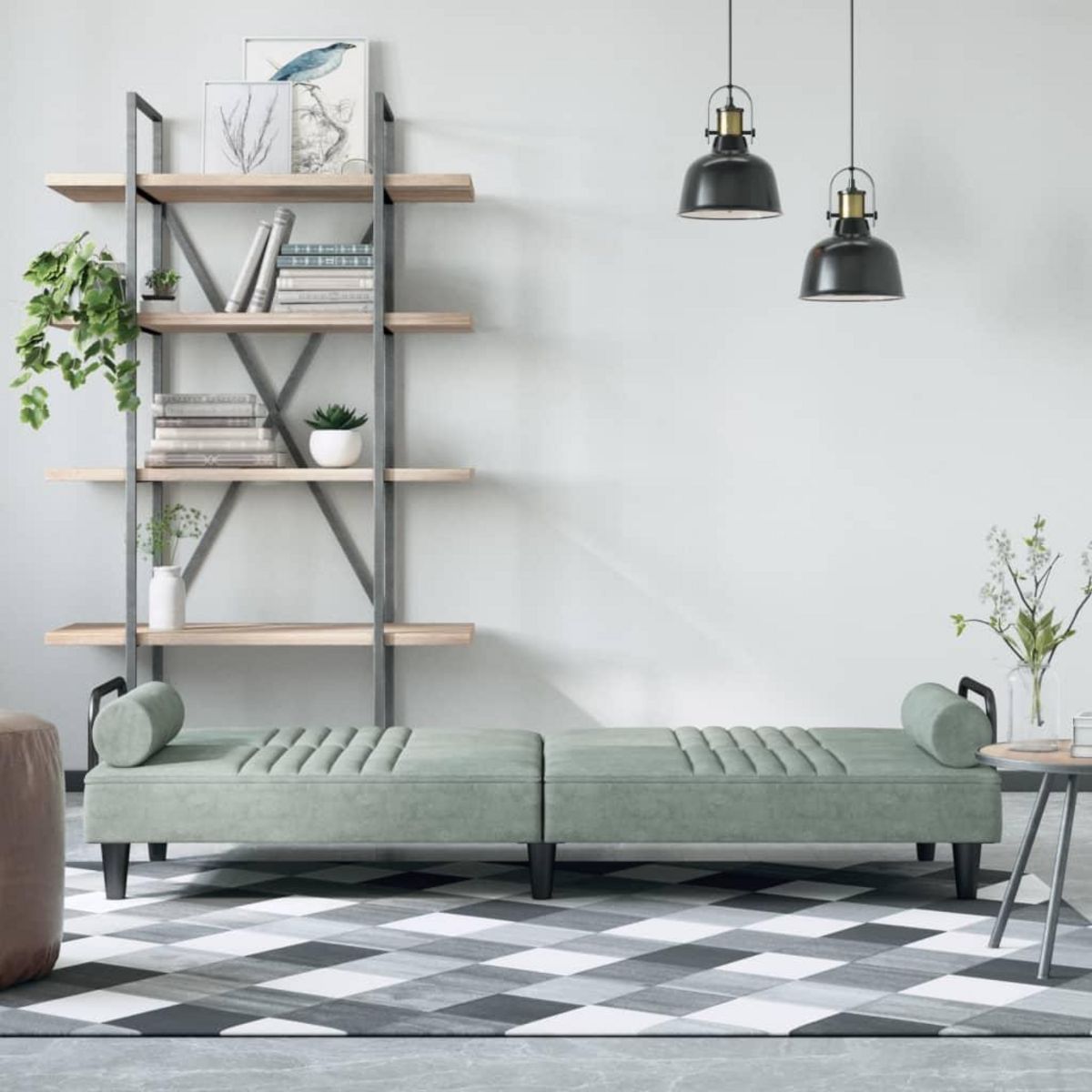 VIDAXL Canape-lit avec accoudoirs gris clair velours