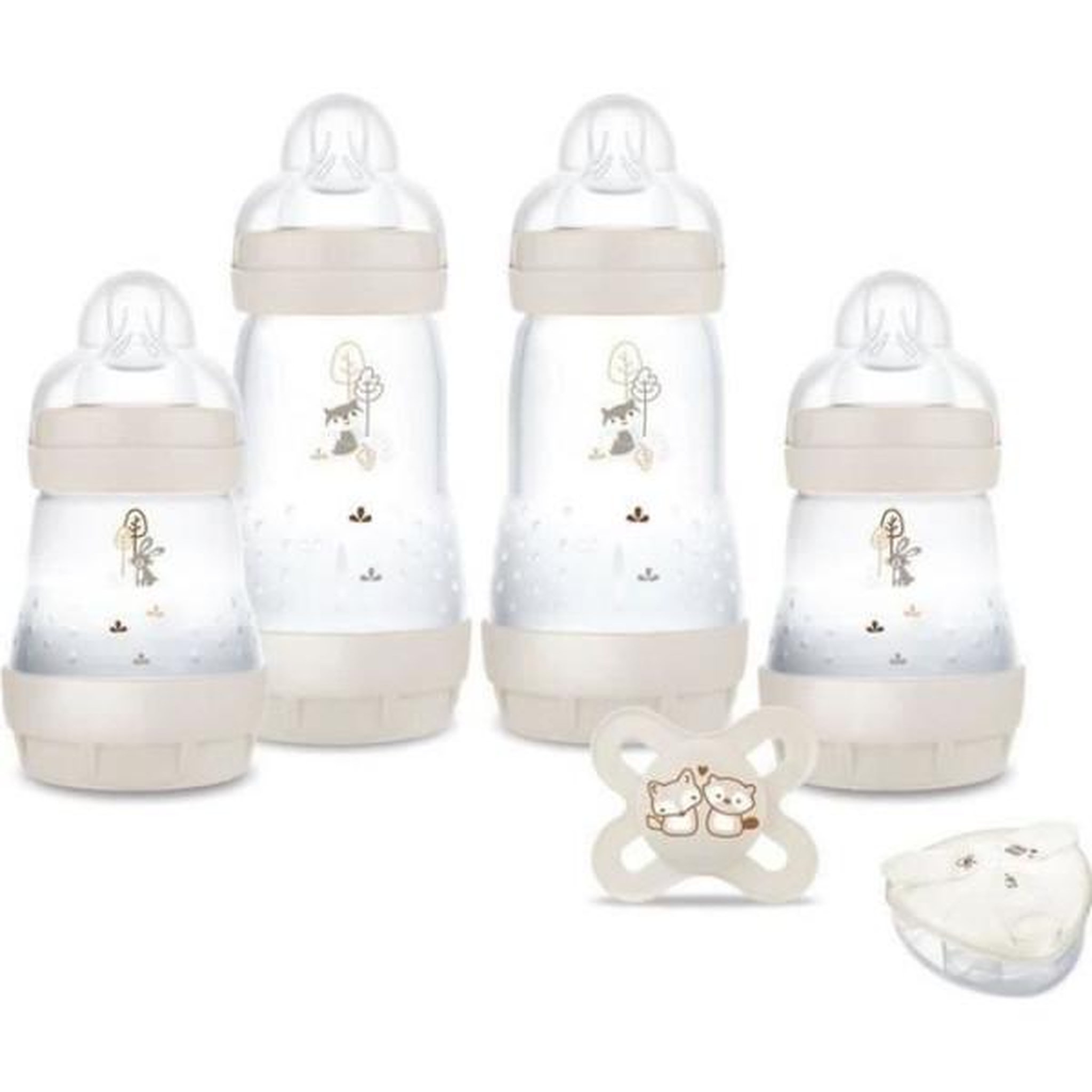 MAM Coffret Naissance - MAM - 4 Biberons + 1 Sucette + 1 Boîte doseuse - Sable