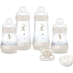 MAM Coffret Naissance - MAM - 4 Biberons + 1 Sucette + 1 Boîte doseuse - Sable