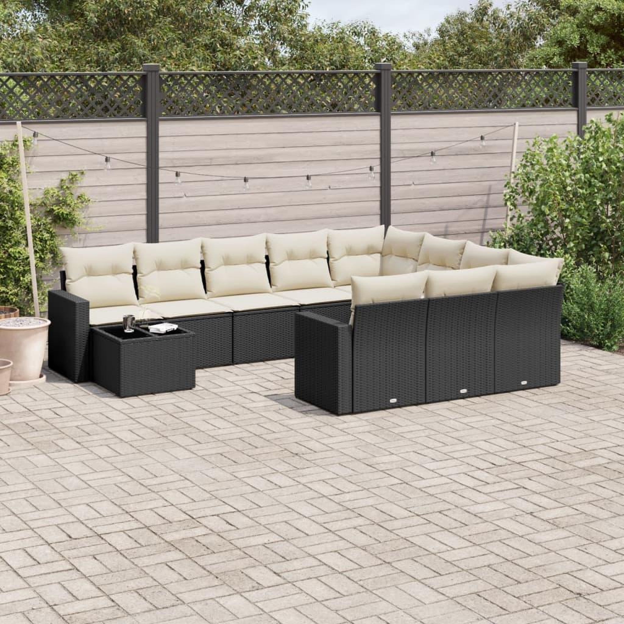 VIDAXL Salon de jardin 11 pcs avec coussins noir resine tressee