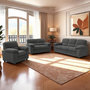 Voir la diapositive 3 : CONCEPT USINE Ensemble canapé 3 places + 2 places + fauteuil en velours côtelé gris foncé LINCOLN