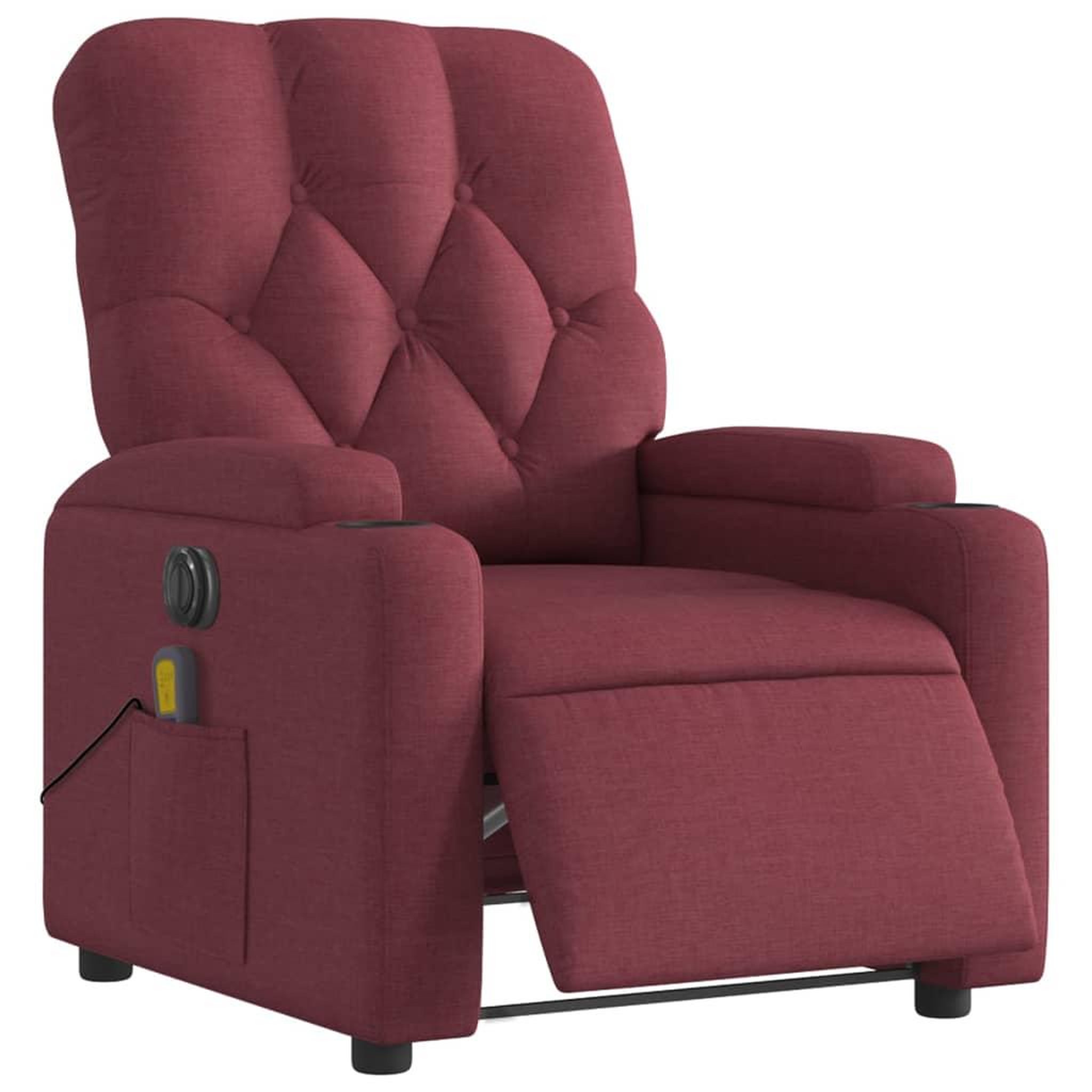Voir la diapositive 3 : VIDAXL Fauteuil de massage inclinable electrique Rouge bordeaux Tissu