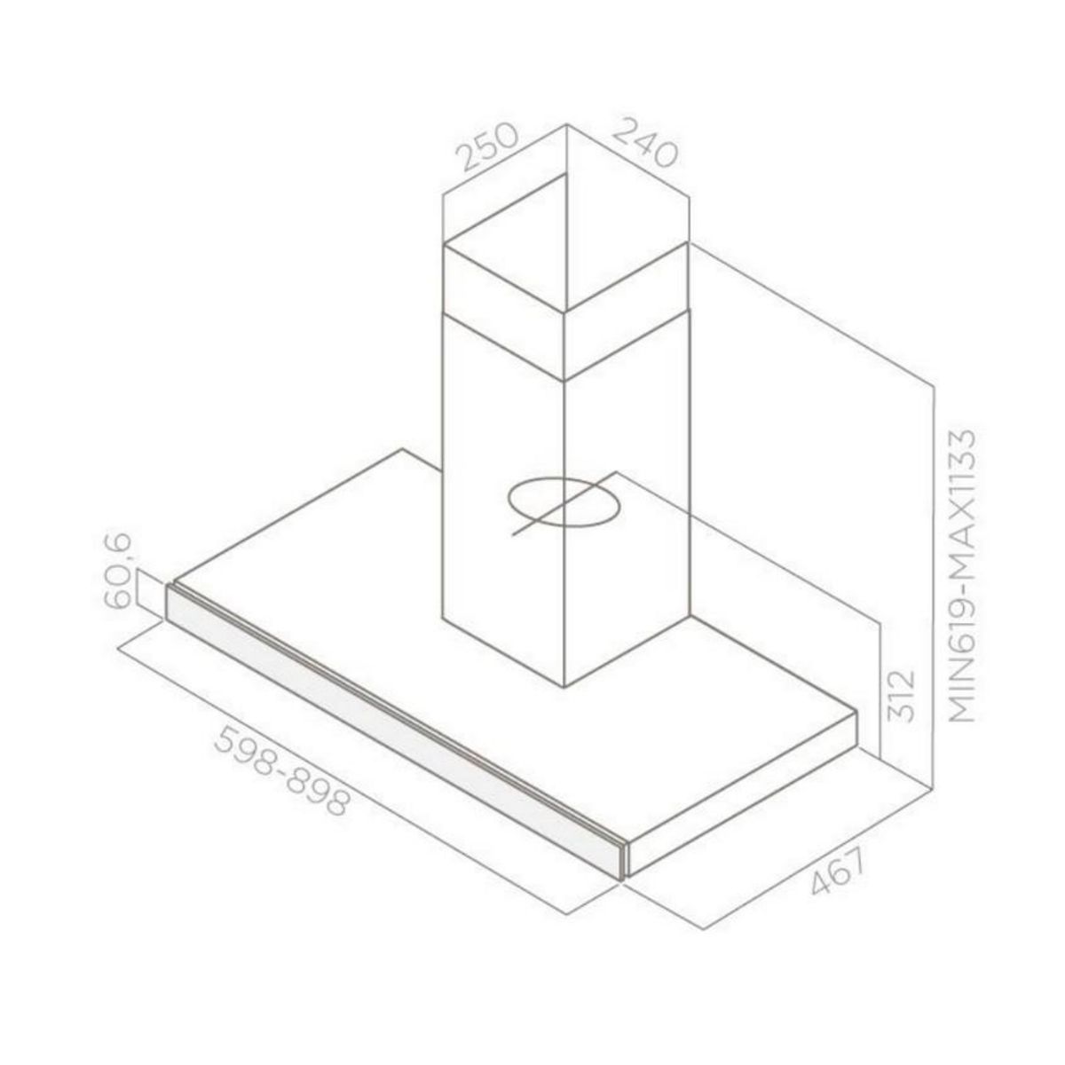 ELICA Hotte décorative murale 90cm 69db 581m3/h noir/inox - prf0104626a