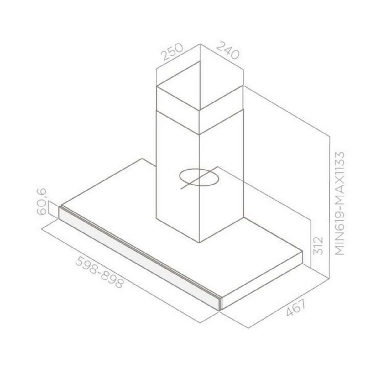 ELICA Hotte décorative murale 90cm 69db 581m3/h noir/inox - prf0104626a
