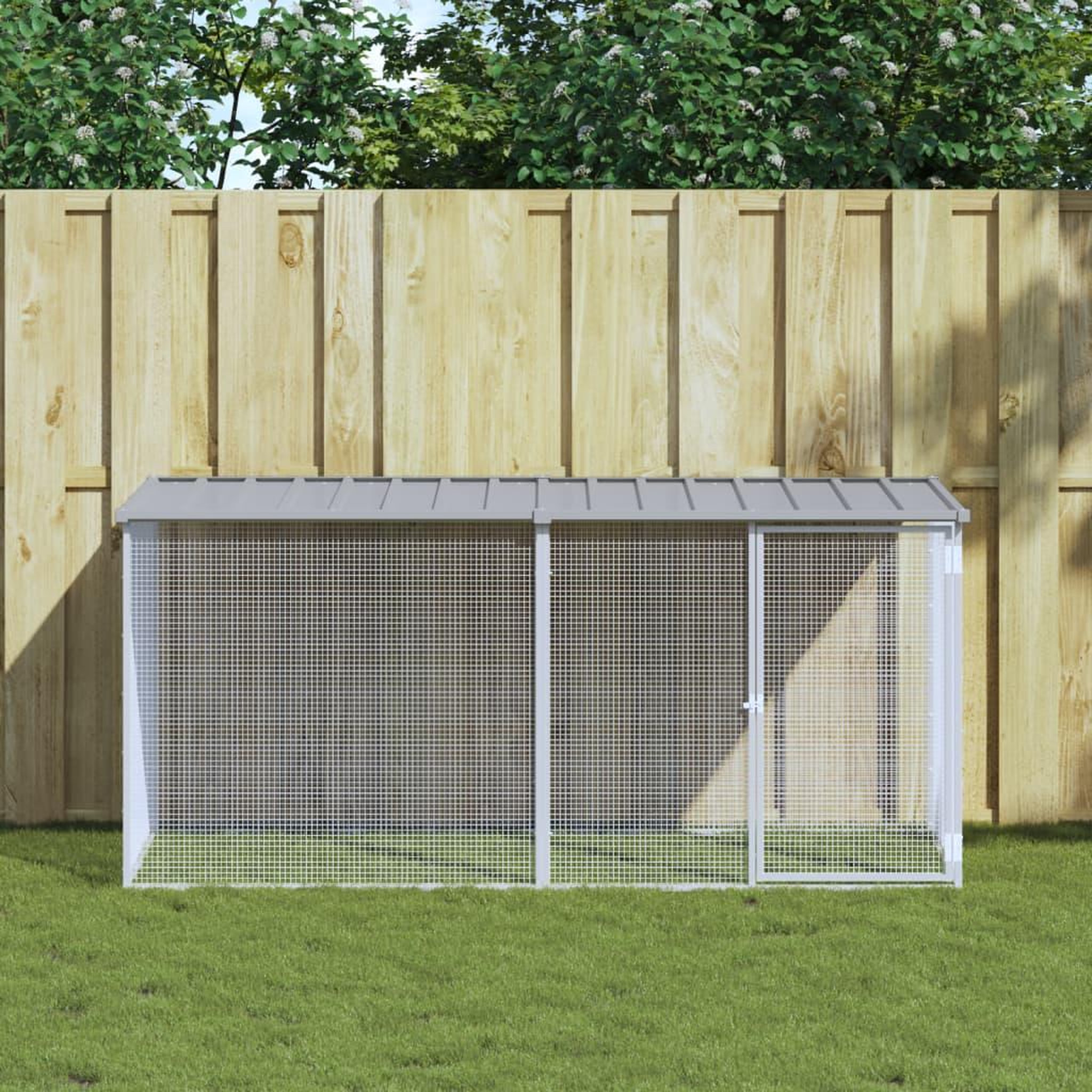 VIDAXL Poulailler avec toit gris clair 203x98x90 cm acier galvanise