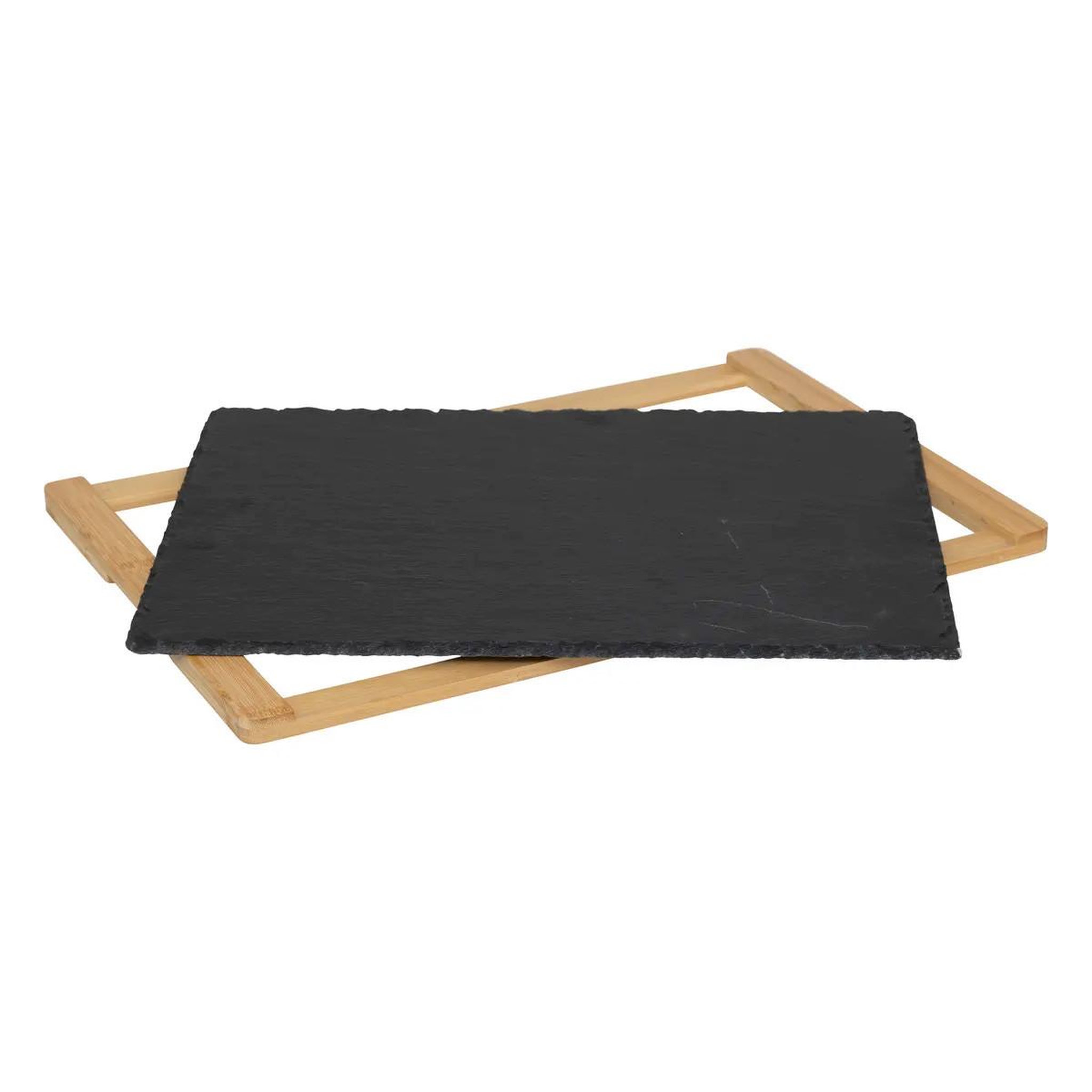 Voir la diapositive 2 : SECRET DE GOURMET Assiette de présentation  bambou & ardoise  45cm gris