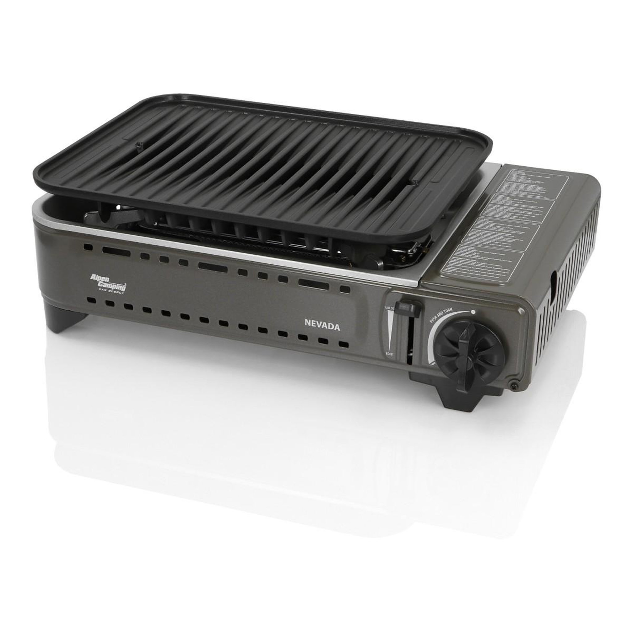 Voir la diapositive 3 : ALPENTECH Barbecue à gaz portable grill 1780w + 4 cartouches gaz butane allumage piezo + mallette camping alpen