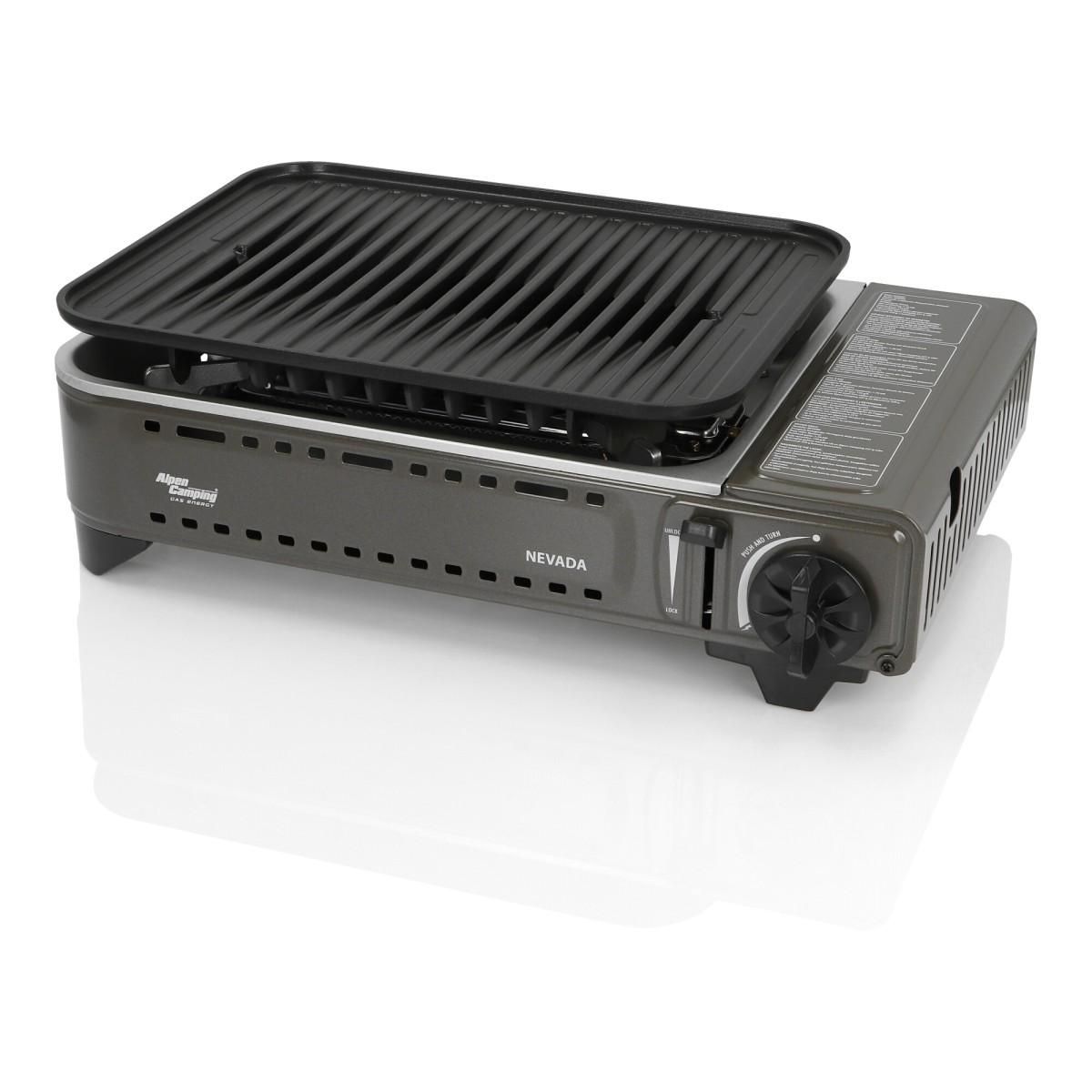ALPENTECH Barbecue à gaz Portable Grill 1780W + 4 Cartouches Gaz Butane Allumage Piezo + Mallette Camping ALPEN